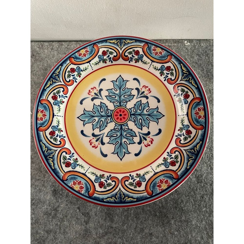 2 Euro Ceramica Multi Color Salad Plates  Zanzibar Pattern  #748